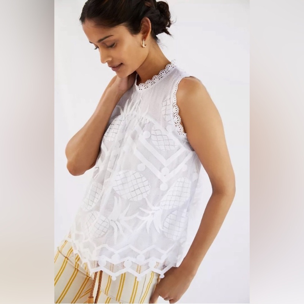 Maeve Anthropologie Lace Pineapple Breezy Trapeze Sleeveless Top - Size 4